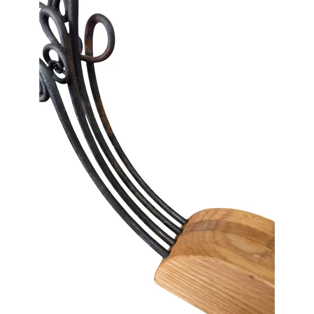 Wrought Iron Skewer Set w/ Wood Base Rustic Artisan Kabob Charcuterie - Picture 2 of 11